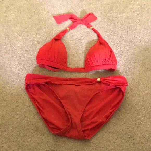 Ralph Lauren Red Bikini Swimsuit Top & Bottom - Picture 3 of 6